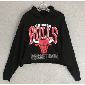 Chicago Bulls Womens Hoodie Crop Top Black 2XL Hybrid Apparel‎ NBA Official READ